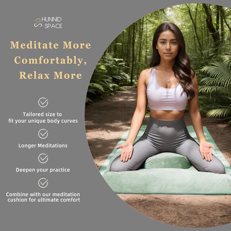 hunnidspace Meditation Zafu Cushion Set with Buckwheat Hulls & Memory Foam - Ergonomic Support for Yoga & Sitting - Removable Machine-Washable Luxury Velvet Cover - for Adults and Kids (Sage Green) - Image 4
